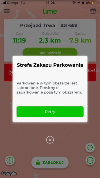 Strzalka - Jakby co nie da rady oddac #lime po za strefa w #poznan. Lipa

https://i...
