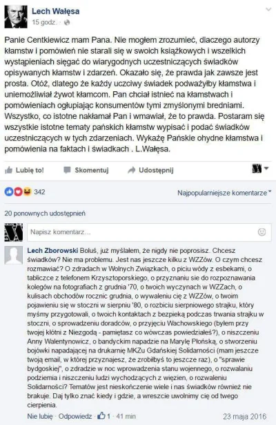 RobenPL - Boluś chce świadków....To się odezwał Lech Zborowski... ;-)
#lechwalesacon...