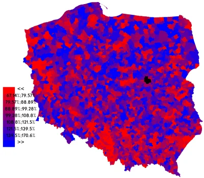 marc1027 - Stosunek głosów (wartości bezwzględne) KNP sejmiki wojewódzkie/KNP eurowyb...
