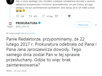 oscar38 - A prokuratura na to:
W związku z publikacjami w mediach dotyczącymi roli, ...