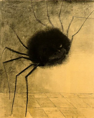 ksndr - Odilon Redon - The smiling spider (1891)
#sztuka #malarstwo (właściwie to #l...