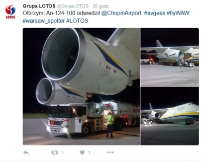 WOWOW - Wczoraj na Lotosie w Warszawie tankował Antonow -124 Rusłan. Ten największy t...