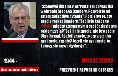 underrated - Prezydent Czech o UPA i Banderze! Zupełnie inna bajka niż "nasz" Bronek.