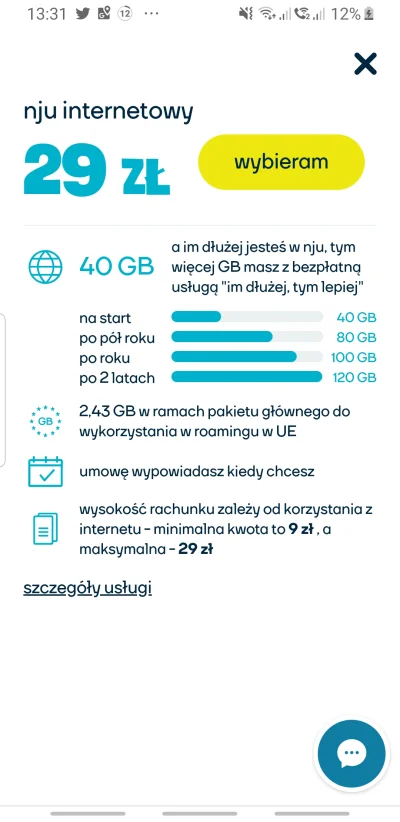 wigr - @polcunt: A w nju mobile z bezterminową umową masz za 29 zł 40 GB, ale po pół ...