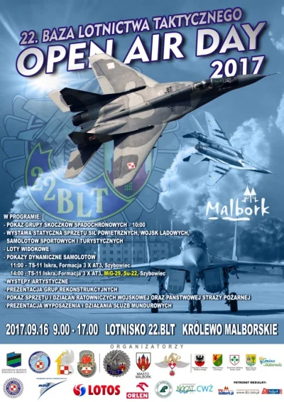 J.....I - W najbliższą sobotę Air Day 2017 w Malborku.

Pokazy myśliwców o startują...