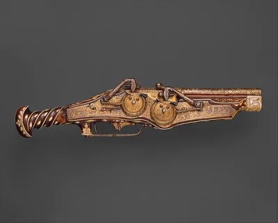 S.....o - Dwulufowy pistolet cesarza Karola V wykonany przez Ambrosiusa Gemlicha. ~15...
