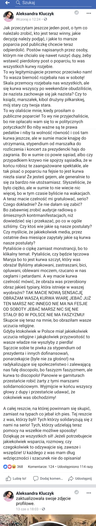 W.....y - @Vetinari: Jednak już usunęła, bo w komentarzach ją ostro jechali. Ale popa...