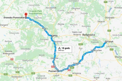 Balwanekiplatki_sniegu - Google pokazuje, że trasę którą Jaca jedzie do Drawska na ro...