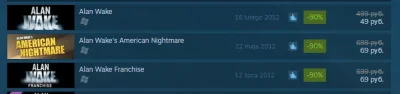 lolikon - Alan Wake za 69 rubli - niecałe 5 zł, opyla się, właśnie kupiłem xD
#steam...