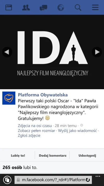 Lysy88 - Kolejny sukces PO. Brawo.
#polityka #ida #oscary2015 #oscary ##!$%@? #po