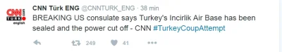 uczalka - Info na Twitterze CNN Turk - zamknięto dostęp do bazy lotniczej Incirlik (w...