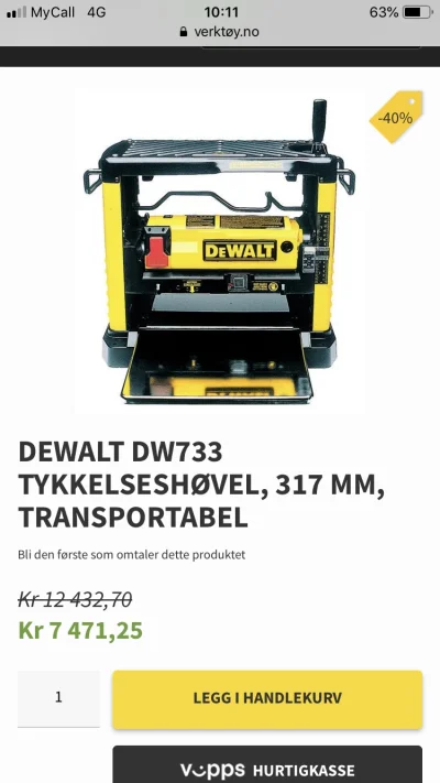 Lajka88 - Chcę kupić grubościówkę Dewalt dw733 i mieszkam w Norwegii. Tak dla przykła...