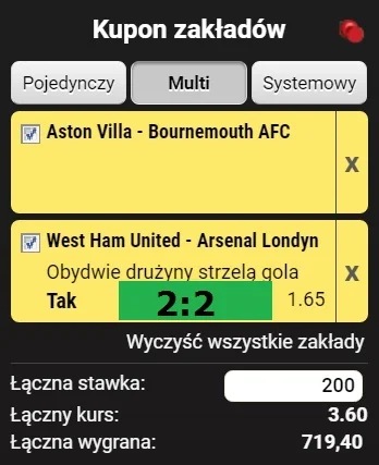 SzefowaKejsi - Pierwszy typ - czyli BTS w meczu West Ham - Arsenal już siedzi, a to w...