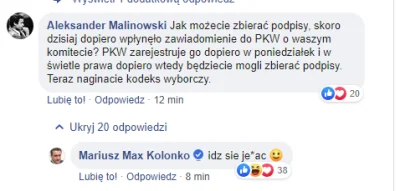 saakaszi - Mariusz Max Kolonko idzie w ślady Korwina i odpala protokół 1% 
(╭☞σ ͜ʖσ)...