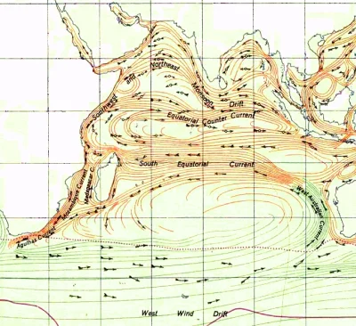 kuba70 - Mapa prądów oceanicznych występująca w tych rejonach. teoretycznie jest możl...