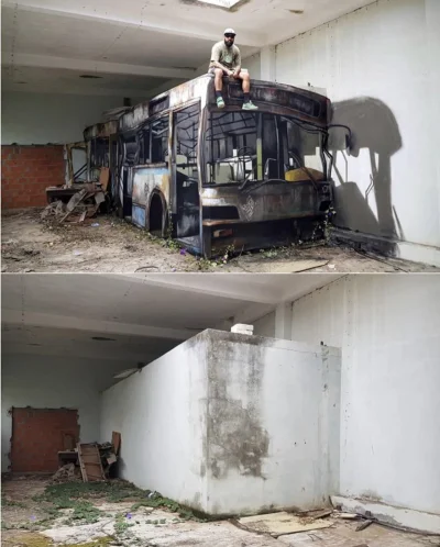 PeQ - Gość fajnie zamurował stary autobus #diy #streetart
