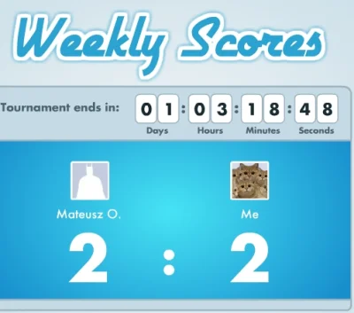 w.....8 - #songpop1

@winnux8 2-2 @mateuszo Grupa E

Zgłaszam wynik: @zurawinowa @par...