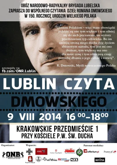 PatologiiZew - Już w sobotę akcja "Lublin czyta Dmowskiego".

#4konserwy #ruchnarodow...