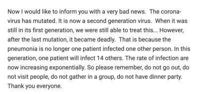 Renard15 - Podobno wirus zmutował i stał sie bardziej zabójczy (niepotwierdzone)
htt...