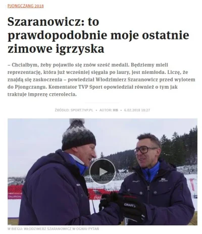 Kamil2227 - Już nie będzie Włodzimierza Szaranowicza na następnych Igrzyskach Olimpis...