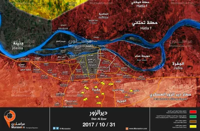 60groszyzawpis - Nowa mapa Deir ez-Zor po tym jak rządowi zdobyli z rąk ISIS 3 nowe d...