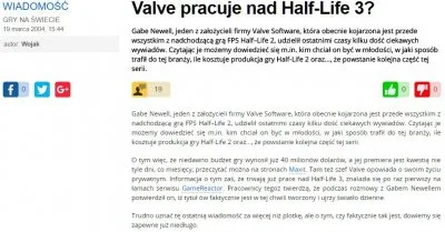 Imperator_Wladek - TRWAJĄ PRACĘ NAD HALF-LIFE 3 !!!
https://www.gry-online.pl/newsro...