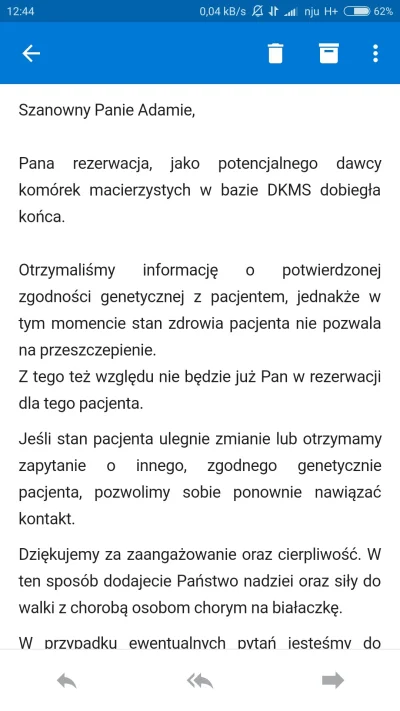 vladek - W tym wpisie opisywałem swoją historię z #dkms. Dzisiaj dostałem odpowiedź, ...