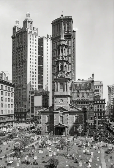 dzika-konieckropka - March 2, 1937. New York City. "St. Paul's chapel and churchyard,...