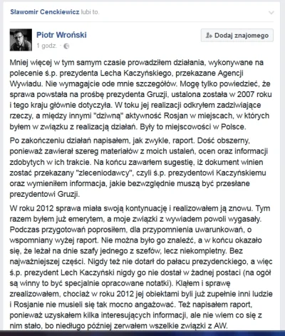 M.....5 - Piotr Wroński na Fejsie:

 Mniej więcej w tym samym czasie prowadziłem dzi...