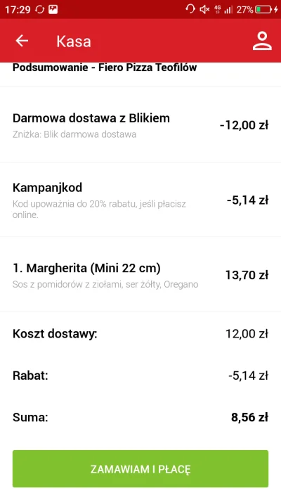 karcianyXkaczor - @PizzaPortal: dzięki kochani tylko 8 zł jesteście super