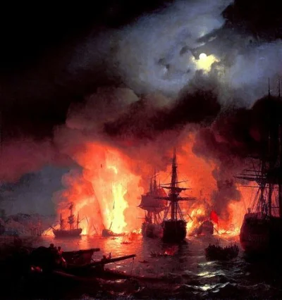 My-serotonin - Iwan Ajwazowski "Battle of Cesme at Night" 1848
#sztuka #malarstwo