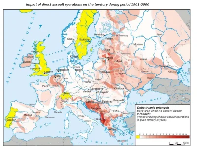 r.....y - Mapa pokazująca ile lat w XX wieku dane terytorium było wystawione na dział...