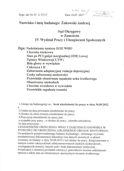 andrzej1960 - czy można pracować z takimi chorobami dlatego walczę z Zusem w Sodzie o...