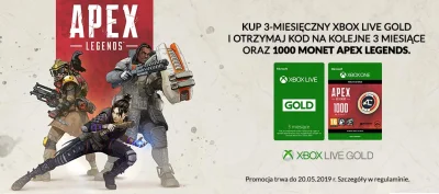 GamesHuntPL - 6 miesięcy Xbox Live Gold + 1000 monet Apex Legends za 79 zł. Zakładają...