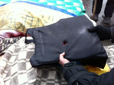 b.....e - > Bullets penetrated this bulletproof vest, killing one protester this morn...