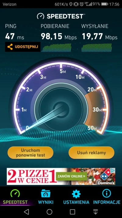 Migfirefox - SOA#1
Niżej niż 20 Mbps w ostatnim miesiącu nie trafiłem. Chyba że byłem...