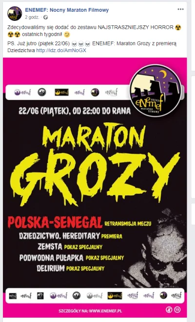 JeepersCreepers - Polska-Senegal retransmisja meczu na nocnym maratonie horrorów XD
...