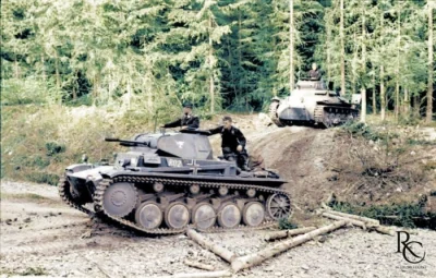 wojna - Niemieckie czołgi Panzer II Wer. C i Panzer I Wer. B z 2.Dywizji Pancernej, p...