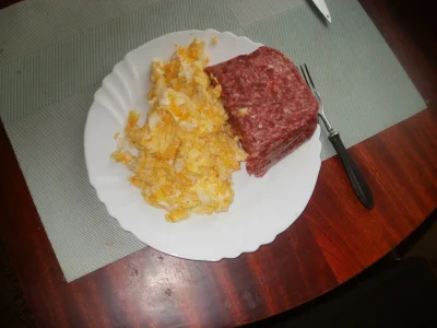 anonymous_derp - Dzisiejsze śniadanie: Mielona wołowina, jajecznica z 8 jaj, masło, s...