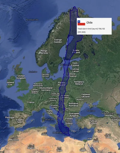 iwtedywszedl - A gdyby tak wstawić Chile do Europy?

#europa #mapa #geografia #ciek...