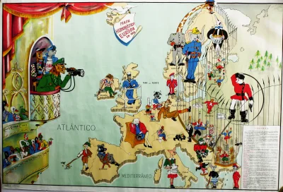 Polonus - Satyryczna portugalska mapa z 1953 r. przedstawiająca Europę. #mapporn #cie...