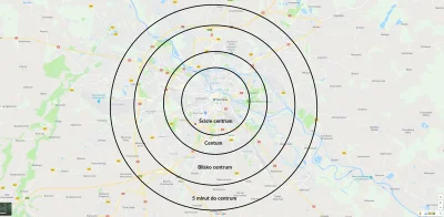 NaSmyczy - Na mapę naniesione zostały określenia odległości od centrum przez osoby of...