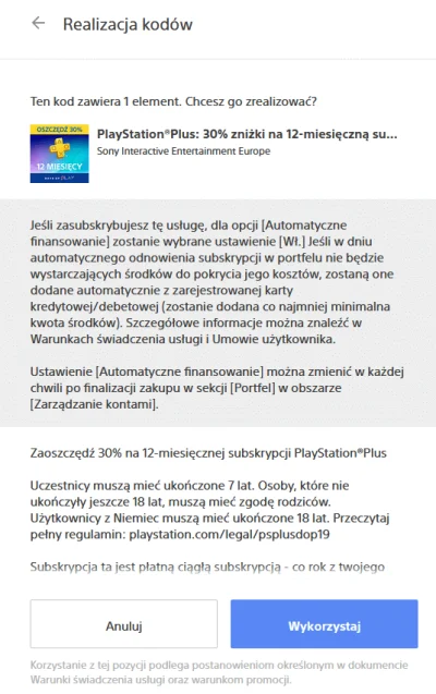 szad7 - Kupiłem PS+ na 12 miesięcy w #mediaexpert , a przy próbie aktywacji mam infor...