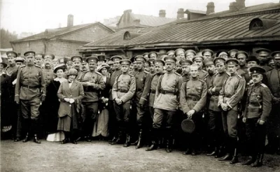 wariag - Petersburg sierpień 1914. Pożegnanie żołnierzy siemionowskiego pułku lejbgwa...