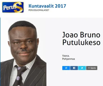 H.....d - Joao Bruno Putulukeso - kandydat z ramienia fińskiej partii nacjonalistyczn...