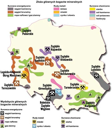 mapa surowców naturalnych polski Jakie Surowce Mineralne Ma Polska Mapy Wykop Pl mapa surowców naturalnych polski