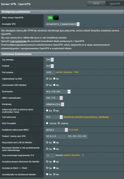 N.....s - koledzy pomożecie dostroić ustawienia serwera openvpn na routerze asusa? za...