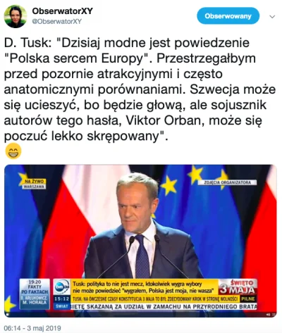szymeg7 - Skojarzeń z dupą jest więcej. Jak choćby to kiedy Orban miał w dupie swoich...