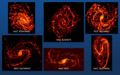 sznaps82 - Na zdjęciu: Sześć obrazów z kolekcji 74 galaktyk z ALMA. Zdjęcia zostały w...