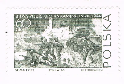 m.....3 - Bitwa pod Studziankami na znaczku pocztowym z 1964r.